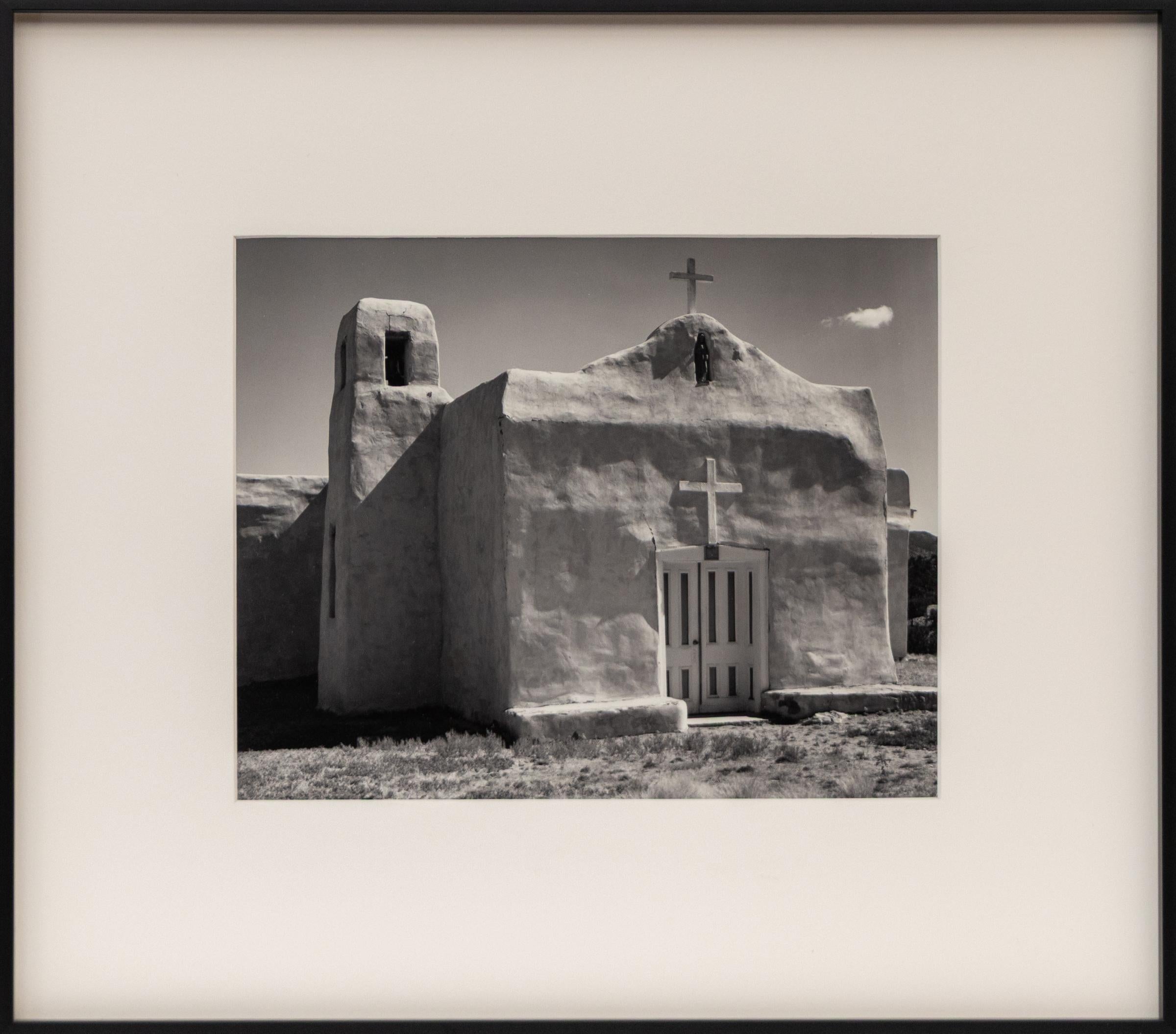 Harold E. Malde Vintage Schwarz-Weiß-Fotografie der Southwestern Adobe Church im Angebot 1