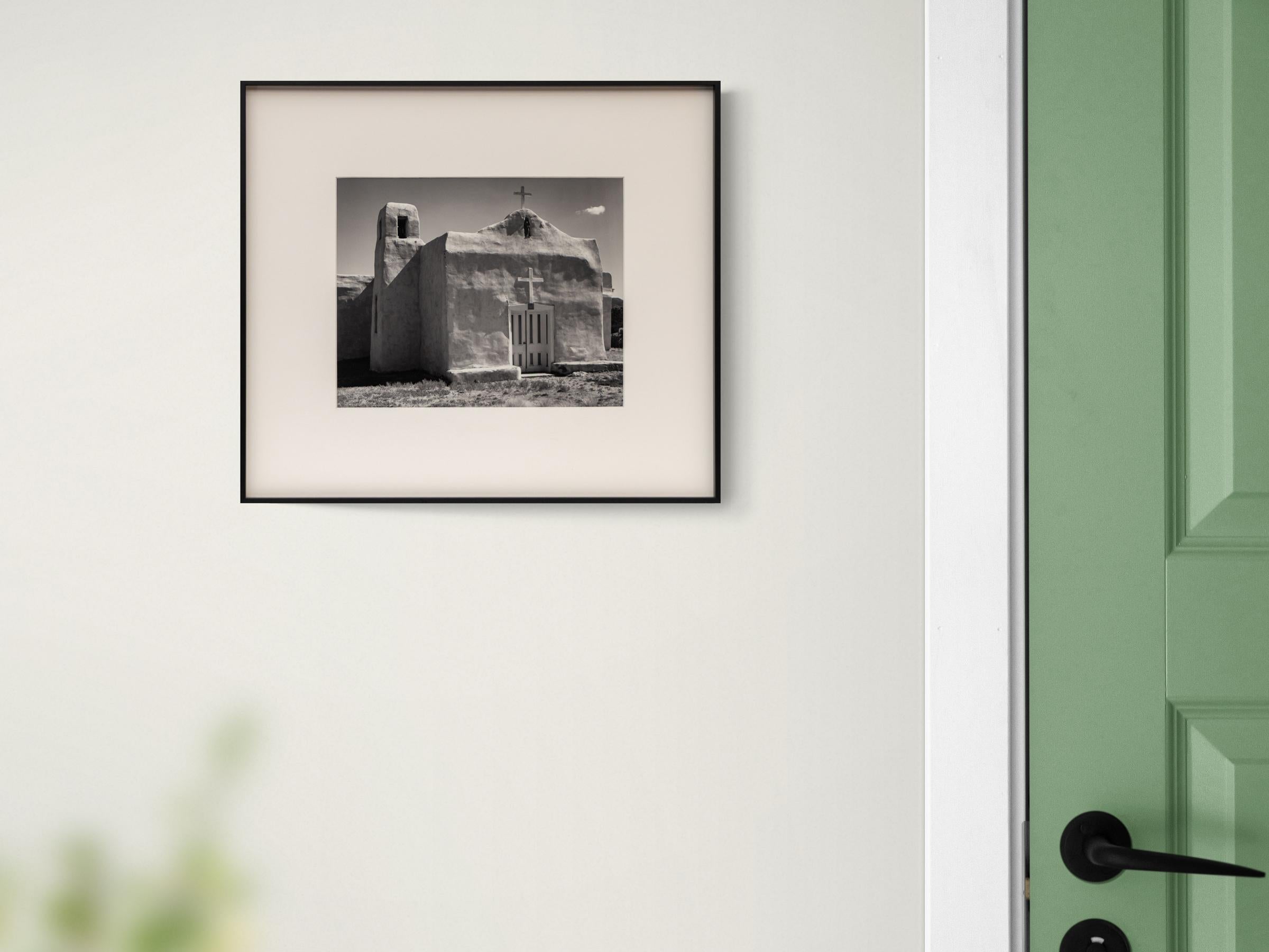 Harold E. Malde Vintage Schwarz-Weiß-Fotografie der Southwestern Adobe Church im Angebot 6