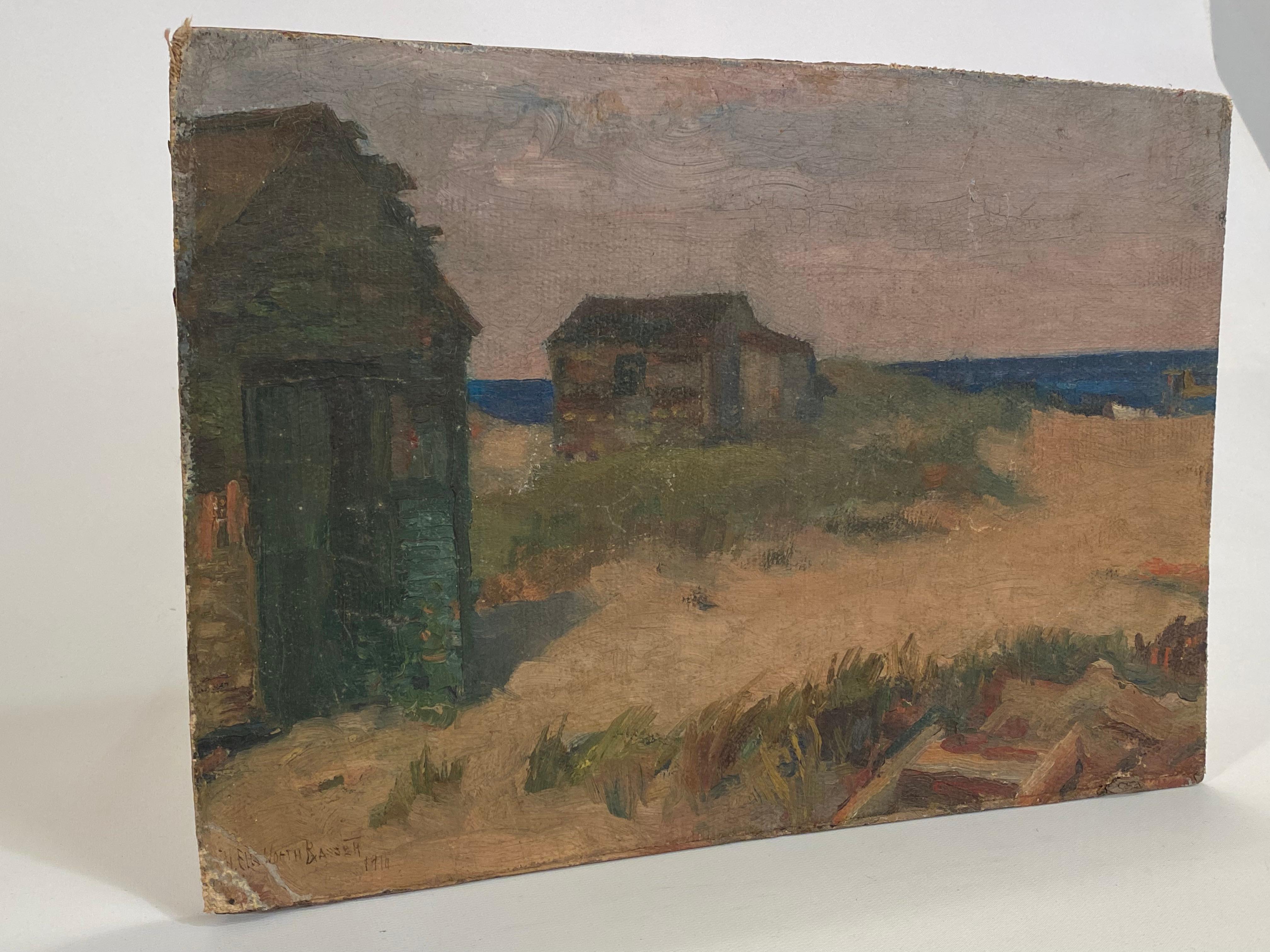 American Harold Ellsworth Bassett Seascape Beach Scene Painting, 1910