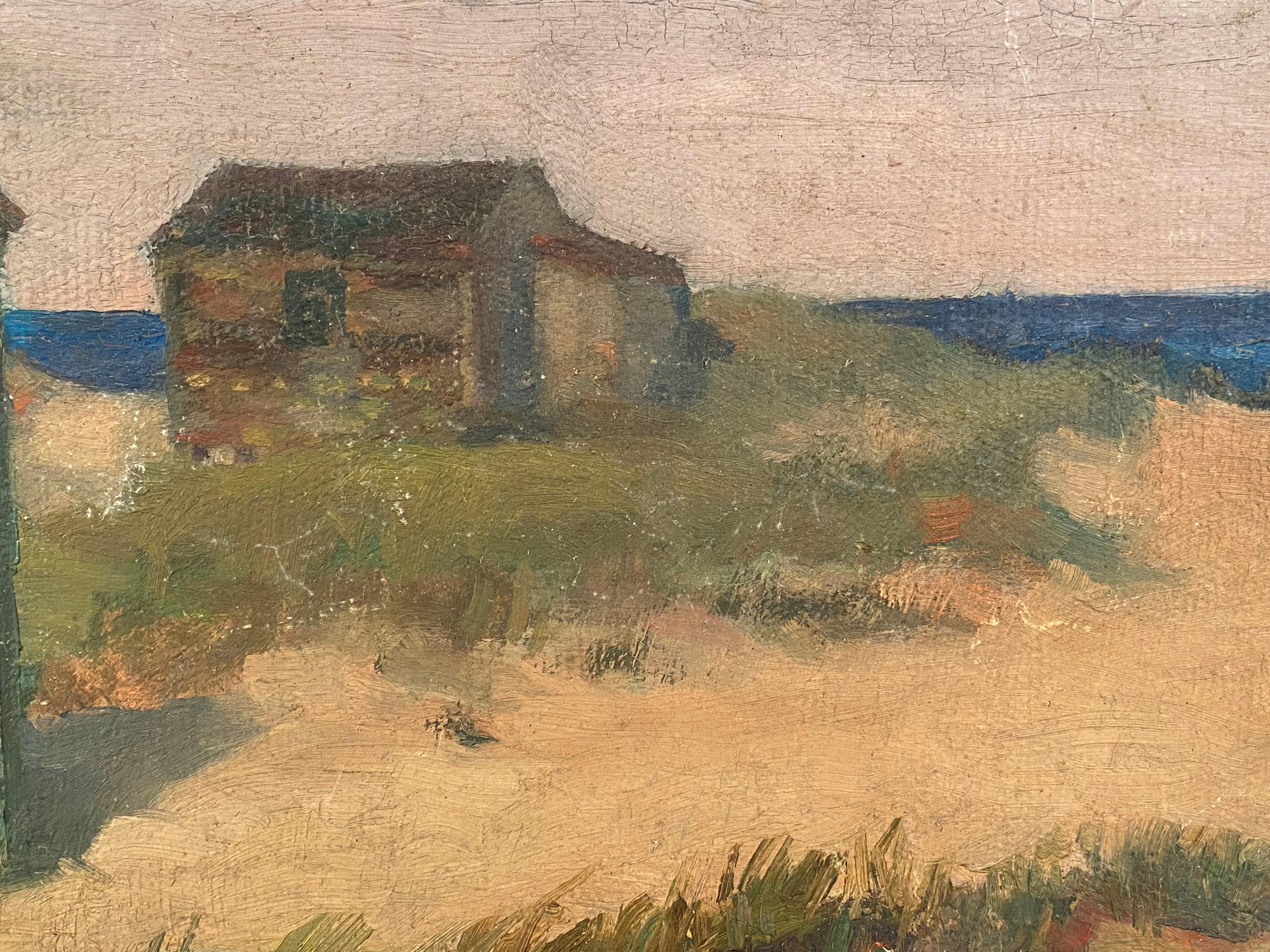 Harold Ellsworth Bassett Seascape Beach Scene Painting, 1910 In Good Condition In Garnerville, NY