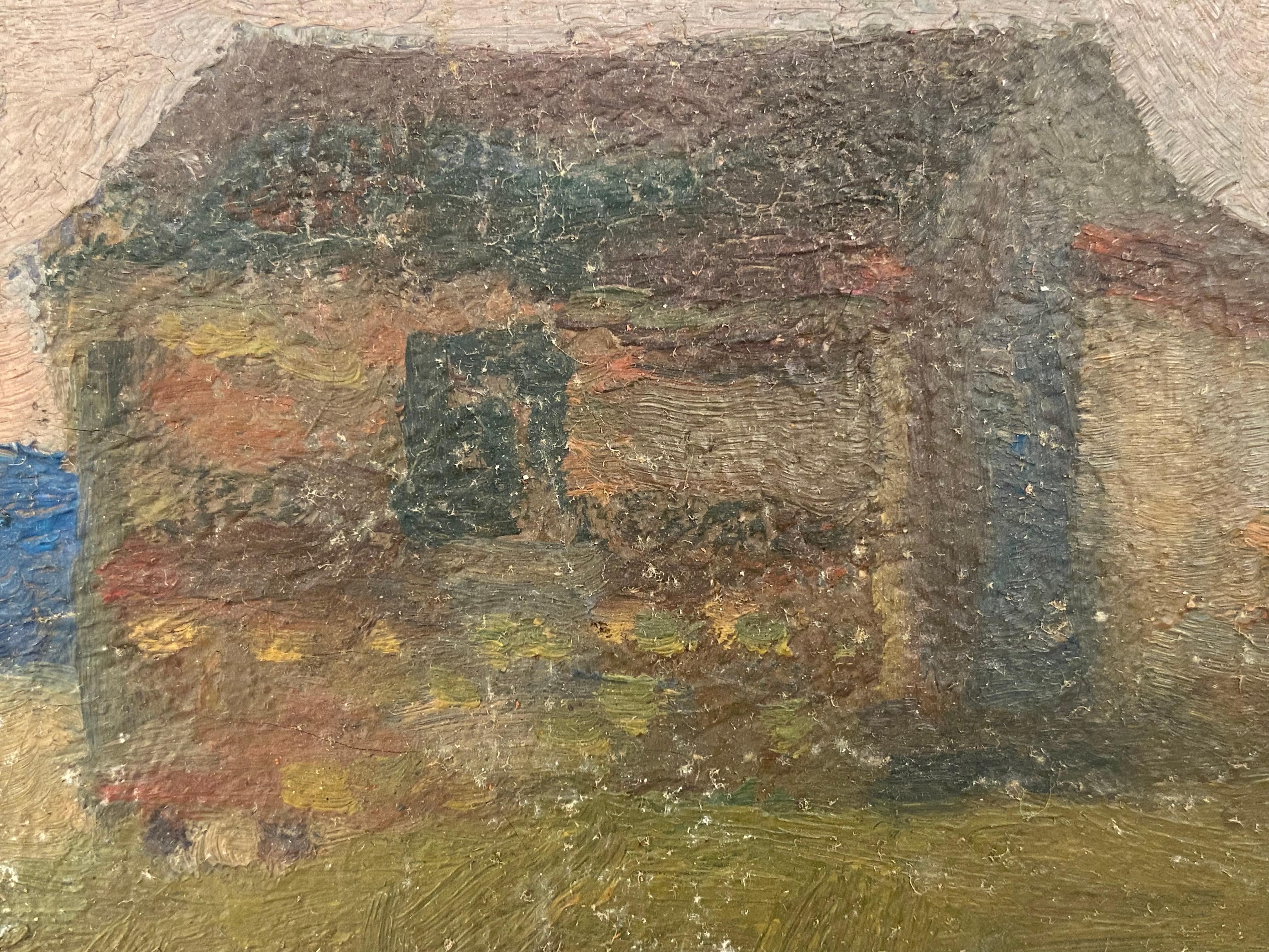 Toile Harold Ellsworth - Peinture de paysage marin de Bassett avec scène de plage, 1910