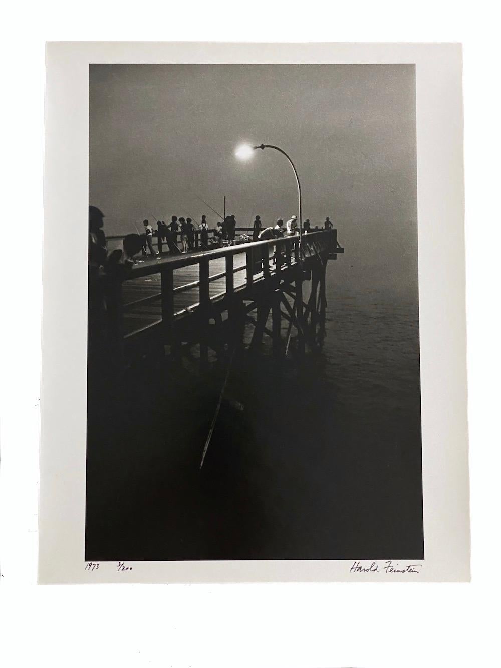Night Fishing from Pier, Coney Island - Photograph by Harold Feinstein