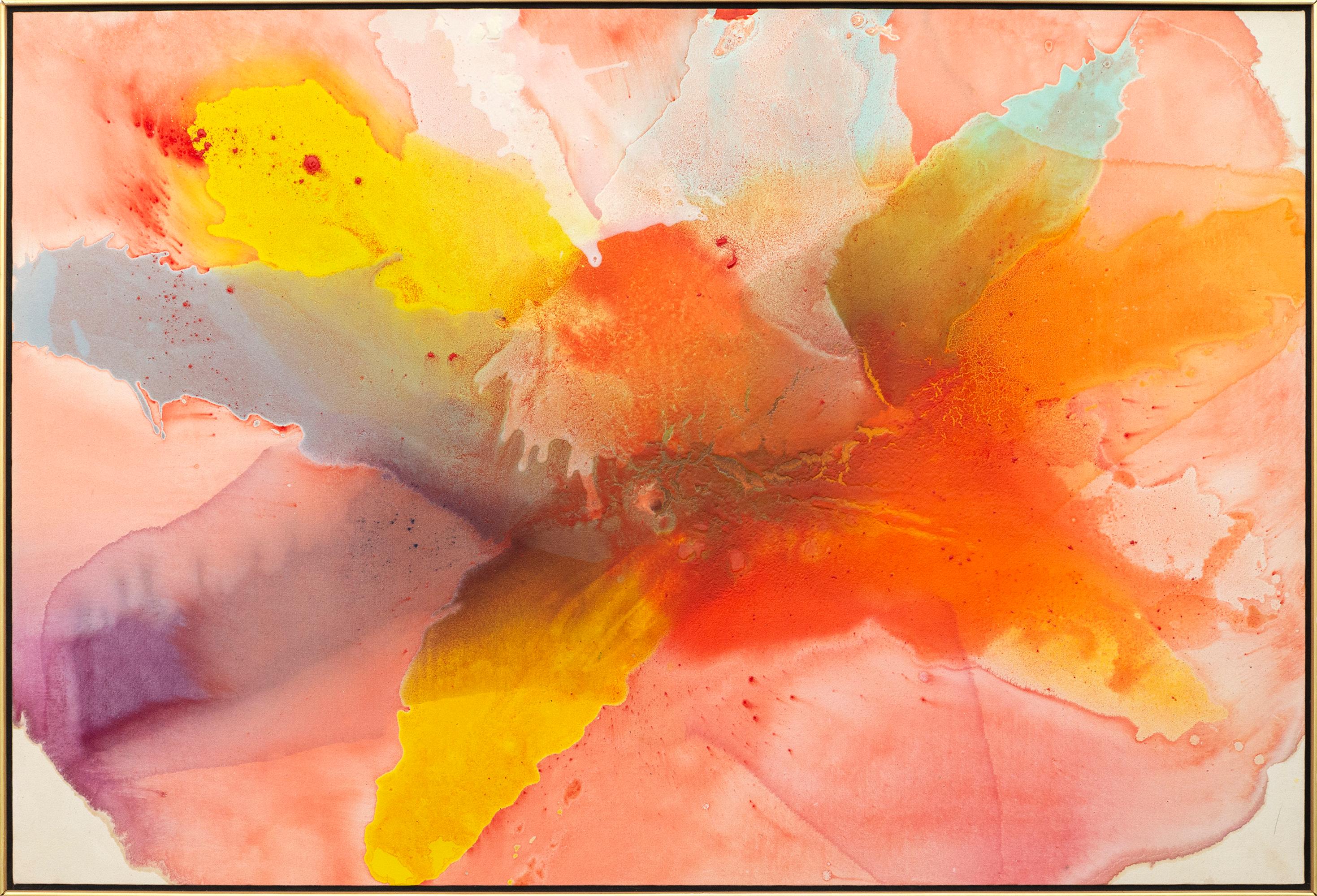 Chanson - grande, colorato, astratto gestuale, acrilico su tela - Painting di Harold Feist