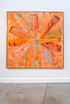 Orange Around - large, colourful, impasto, gestural abstract, acrylic on canvas