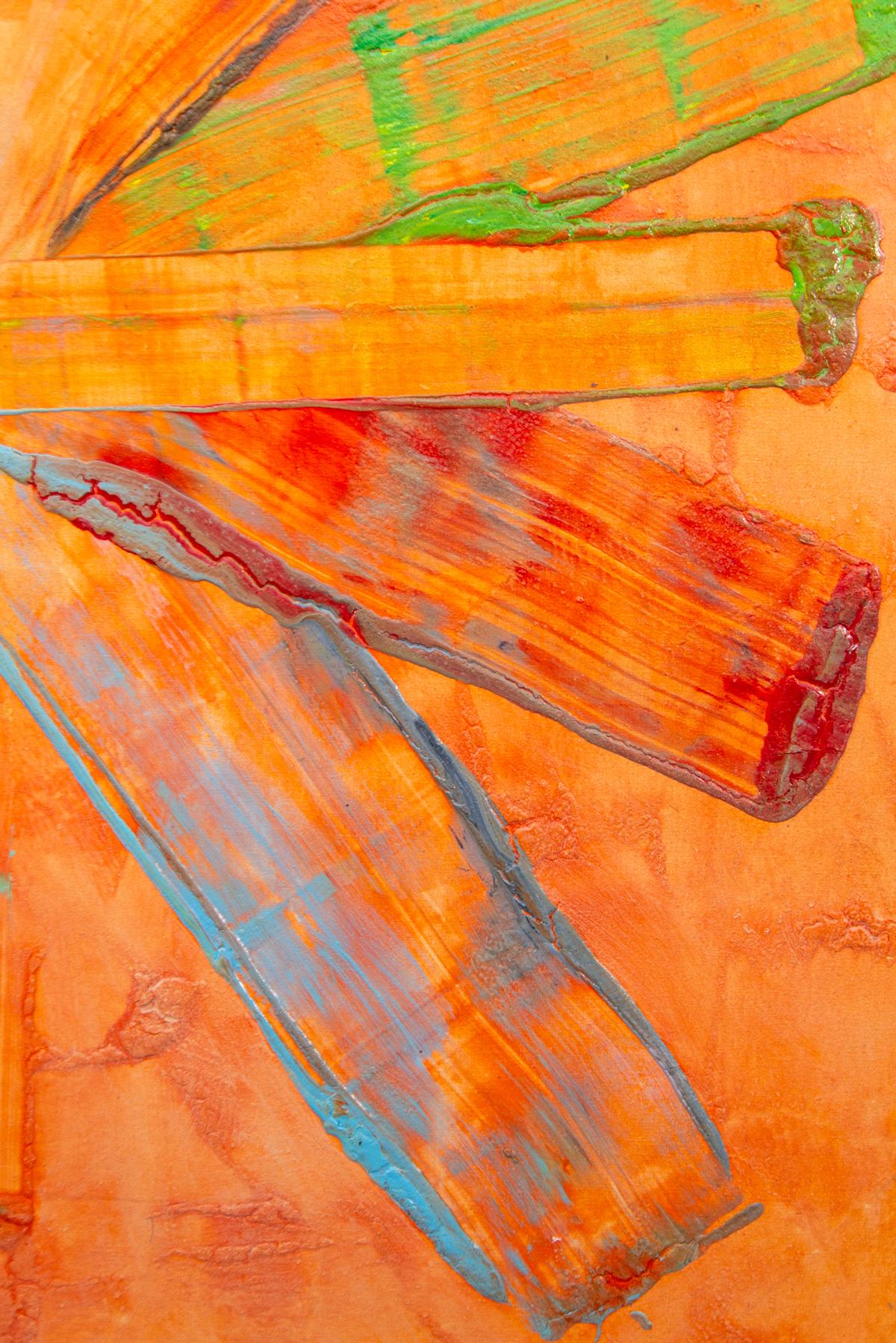Orange Around - large, colourful, impasto, gestural abstract, acrylic on canvas 2