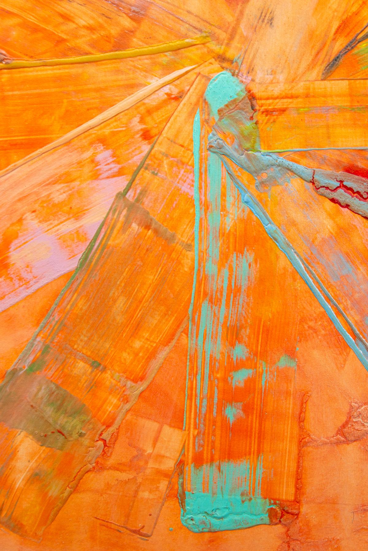 Orange Around - large, colourful, impasto, gestural abstract, acrylic on canvas 3