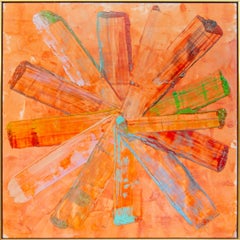 Orange Around - large, colourful, impasto, gestural abstract, acrylic on canvas
