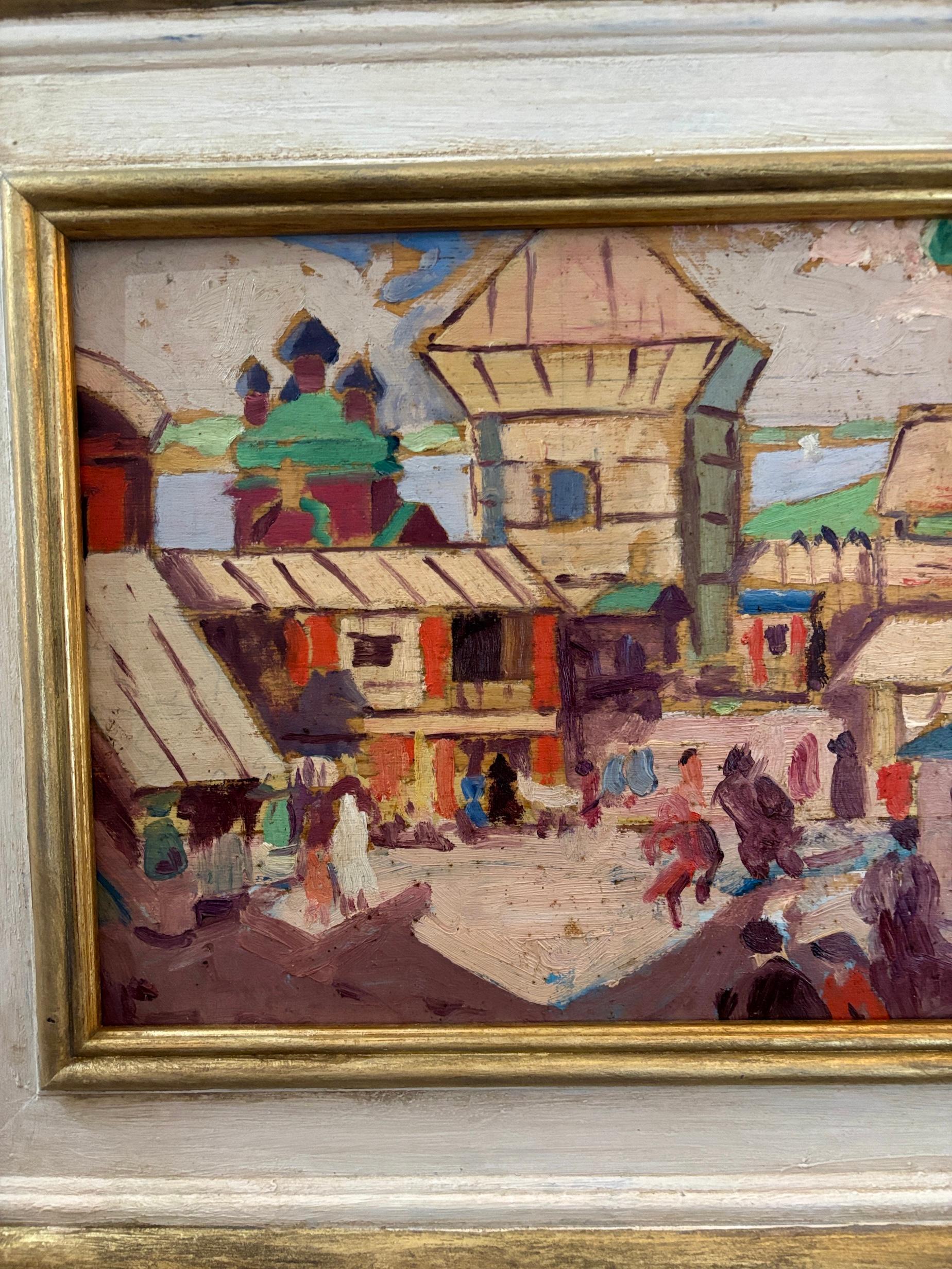 Scène de ville impressionniste du 20e siècle - Painting de Harold Fletcher Trew 