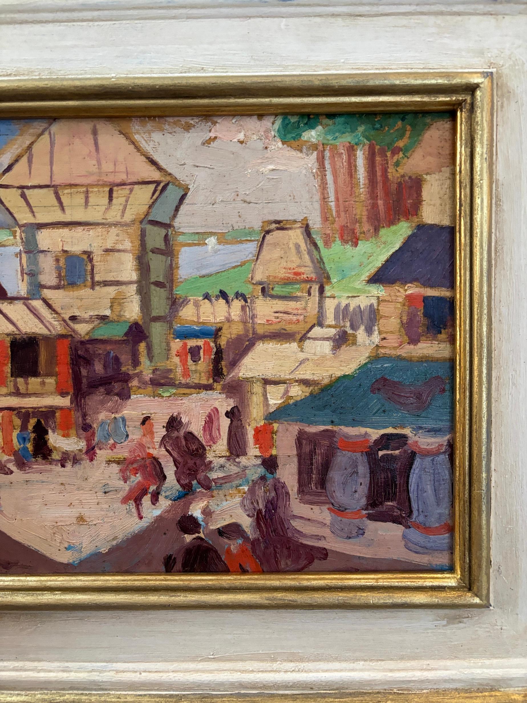 Scène de ville impressionniste du 20e siècle - Impressionnisme Painting par Harold Fletcher Trew 