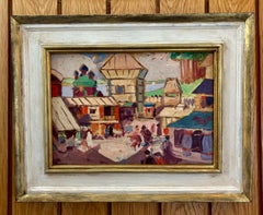 Antique 20th Century Impressionist town scene