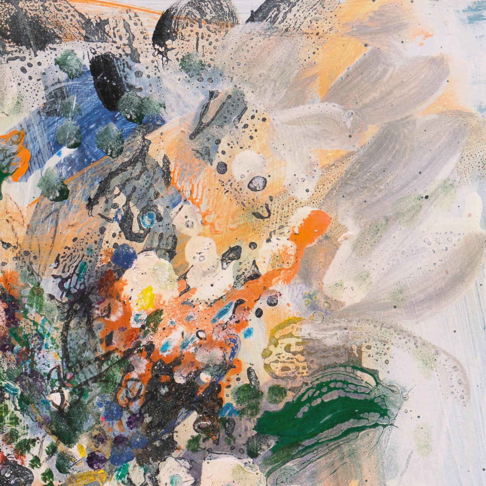 Un'esuberante natura morta post-impressionista di fiori primaverili disposti in modo informale in un vaso di terracotta su uno sfondo avorio variegato.

Firmato in basso a destra 'H. H. Frank
