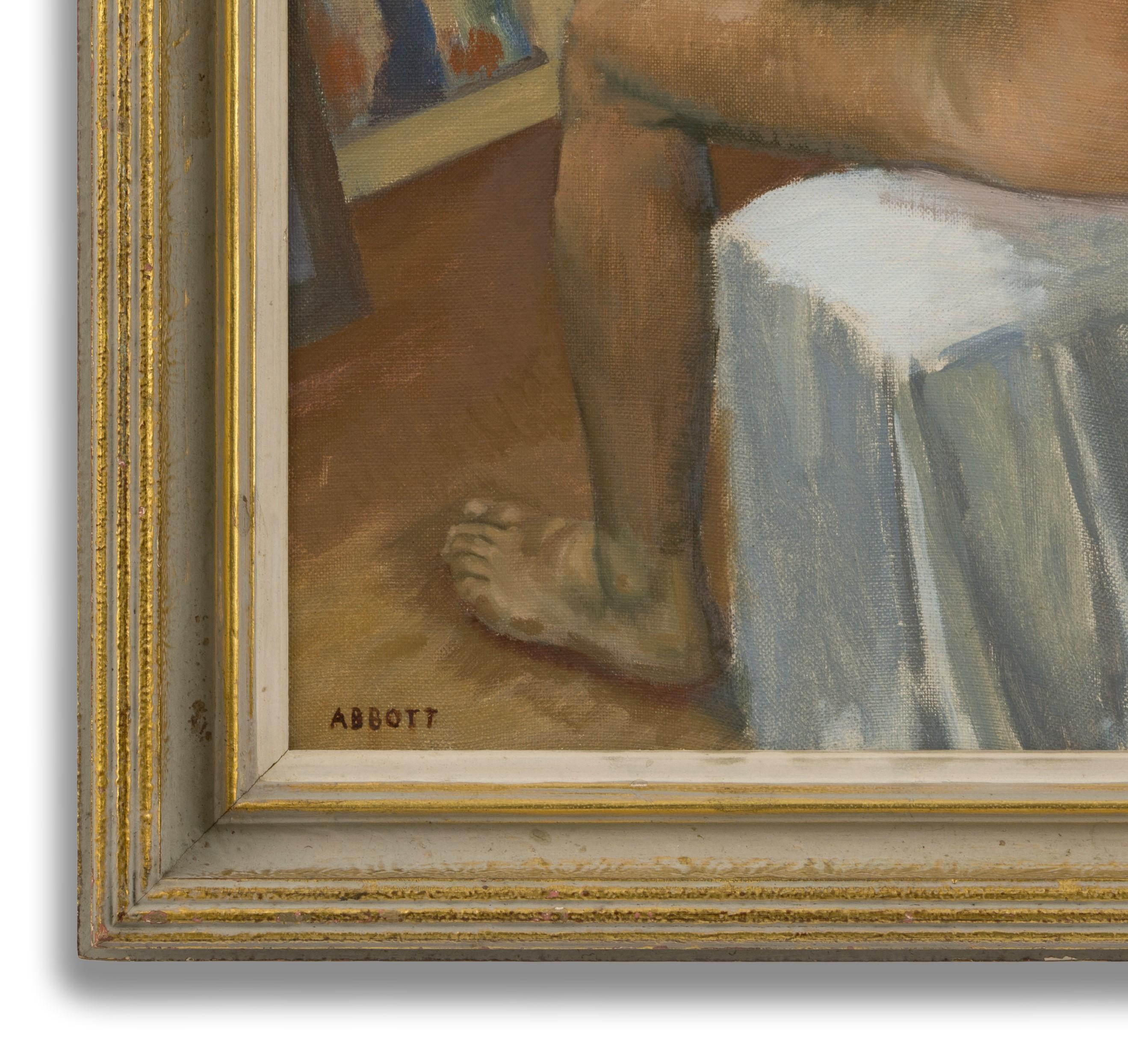 Öl auf Leinwand, signiert unten links, 59cm x 49cm (72cm x 62cm gerahmt). 

Der australische Künstler Abbott, der in den 1930er Jahren an der Royal Academy in London studiert hat, ist ein Meister der Porträt-, Stillleben- und Genremalerei. Nachdem