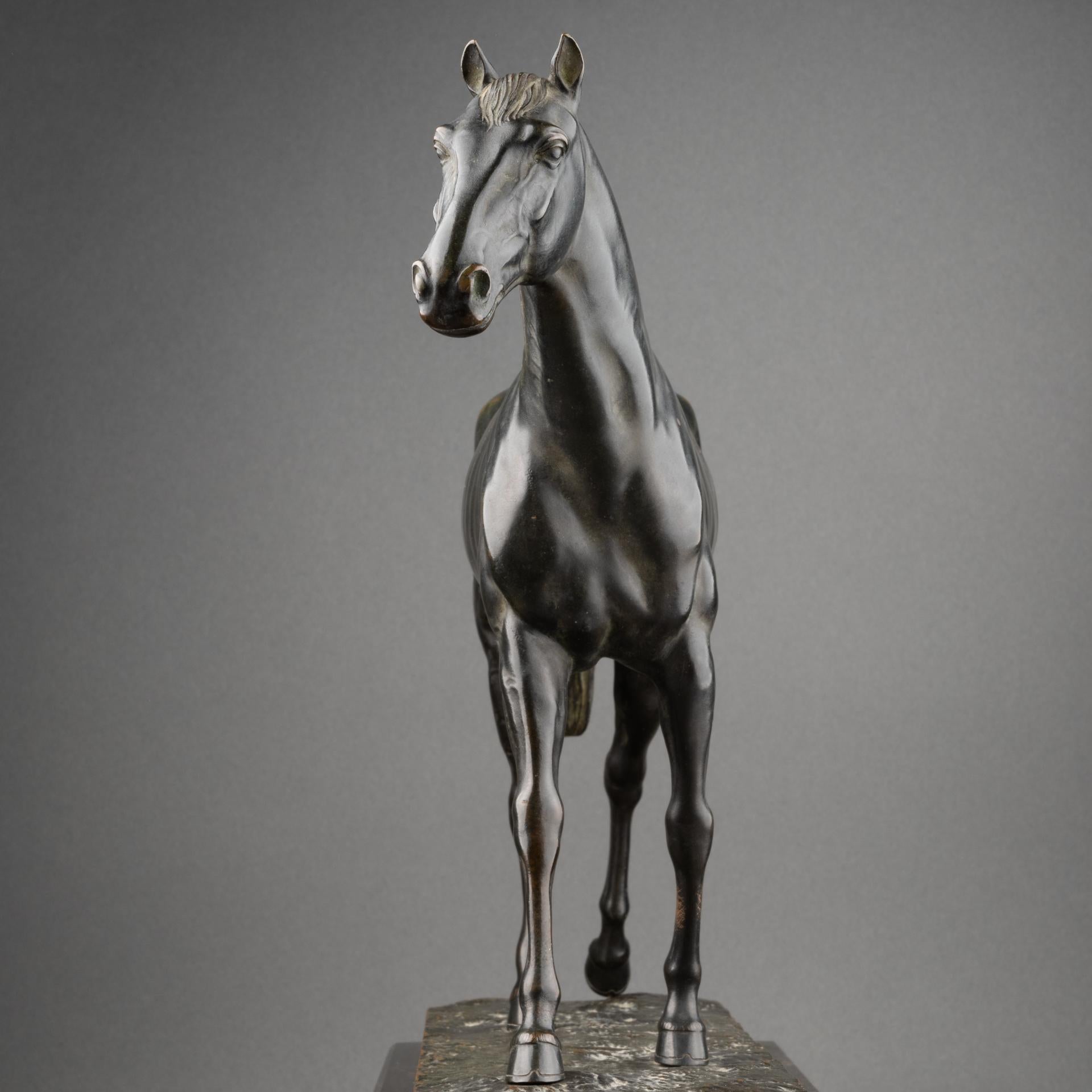 French Harold Gebhardt '1907-1984, Usa' : Cheval Nu En Bronze Patiné Vers 1940