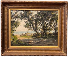 Antique Oil Landscape of Forest and Sea