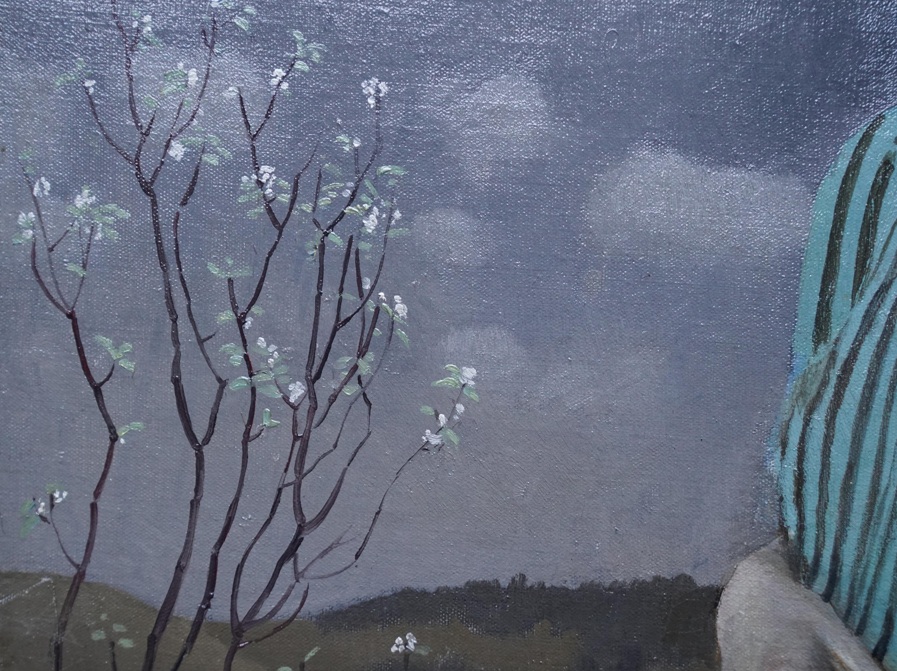 Clara - Paysage portrait féminin Art Déco britannique des années 20 - Peinture à l'huile de Newlyn en vente 4