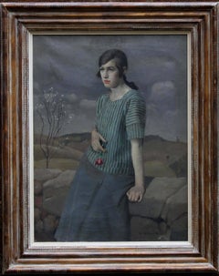 Clara - British Art Deco 20's female portrait landscape Newlyn oil painting 