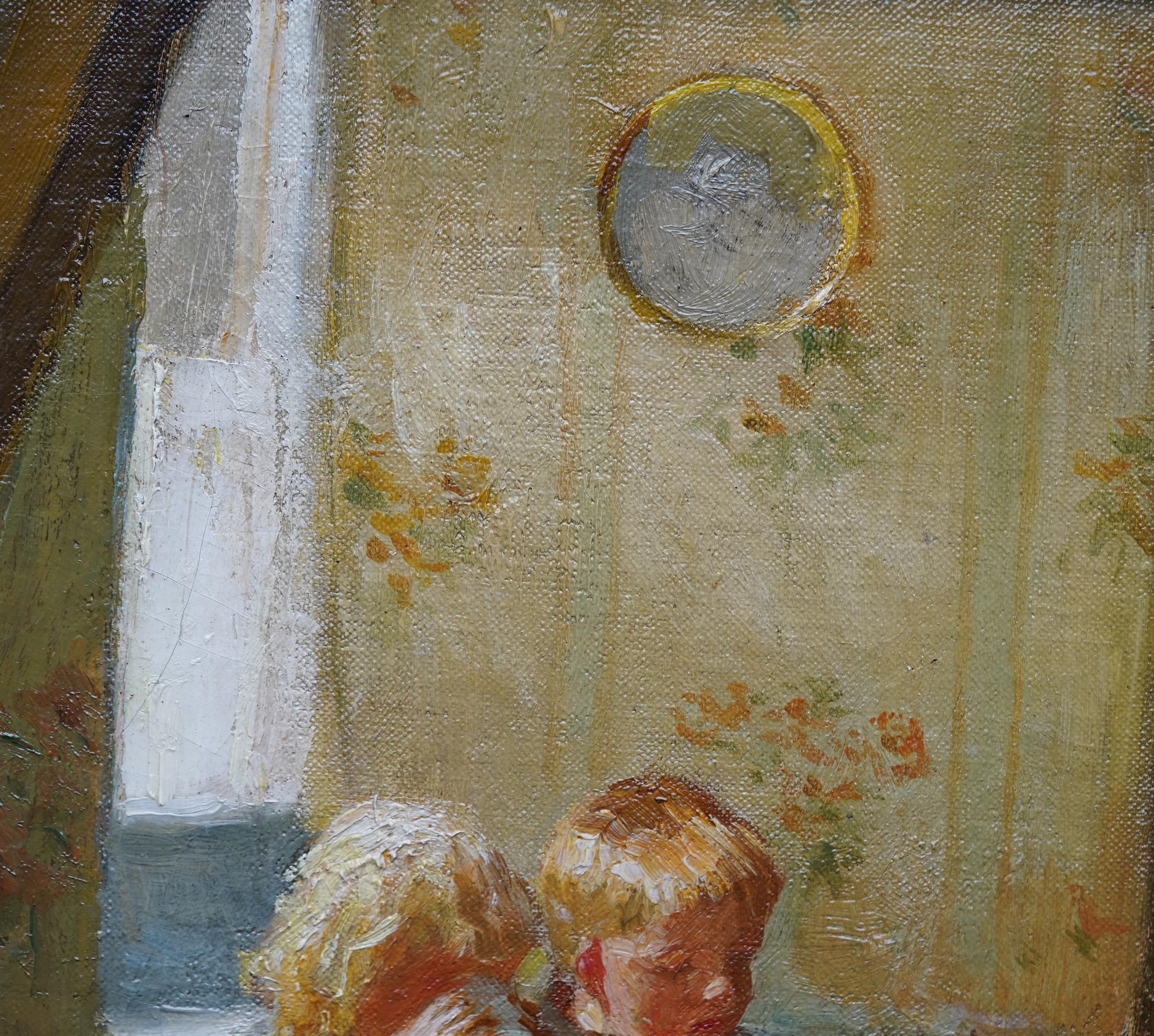 Famiglia della Cornovaglia in un interno - pittura ad olio della Scuola di Newlyn del 1912 in vendita 5