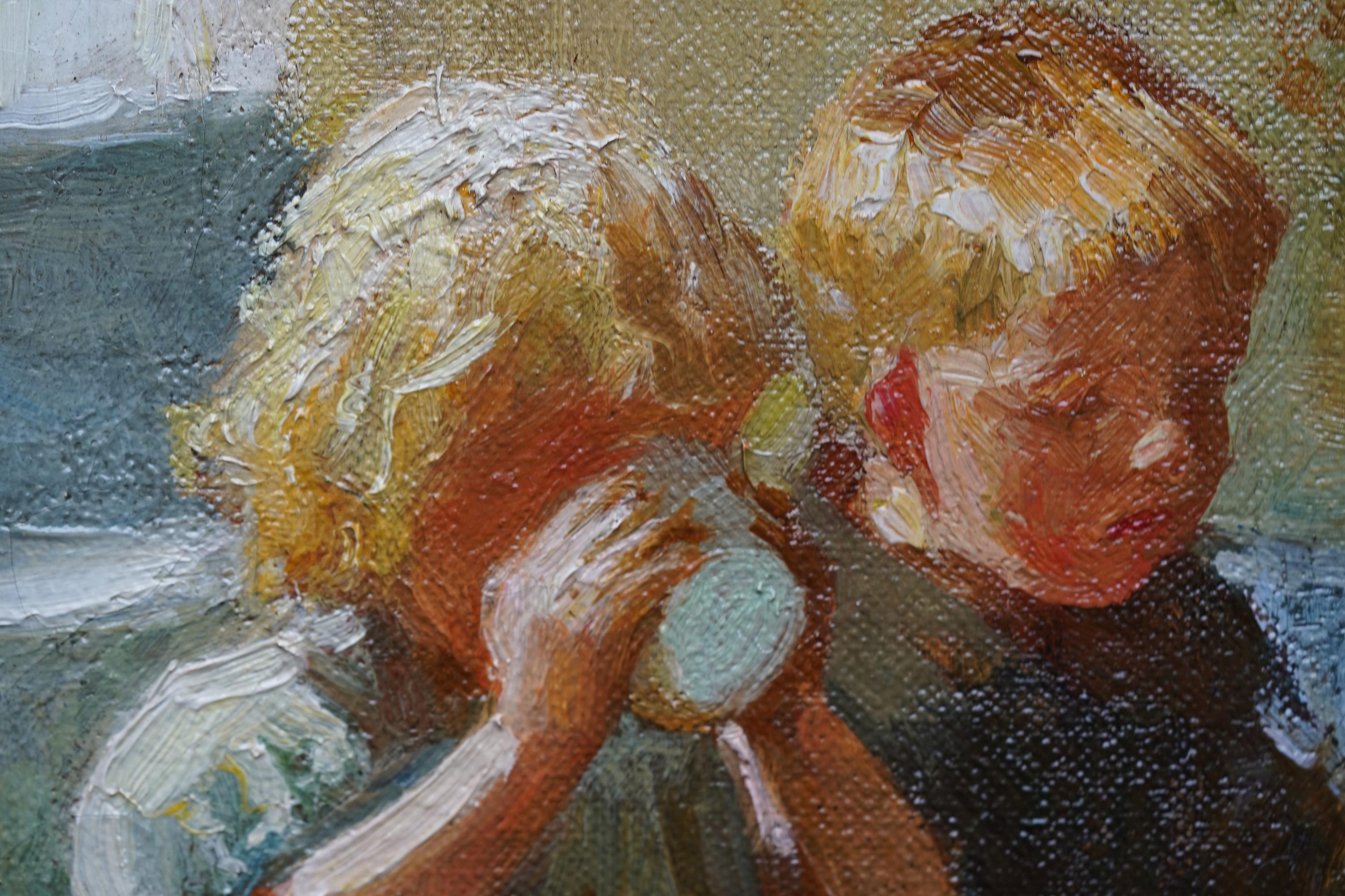 Famiglia della Cornovaglia in un interno - pittura ad olio della Scuola di Newlyn del 1912 in vendita 8