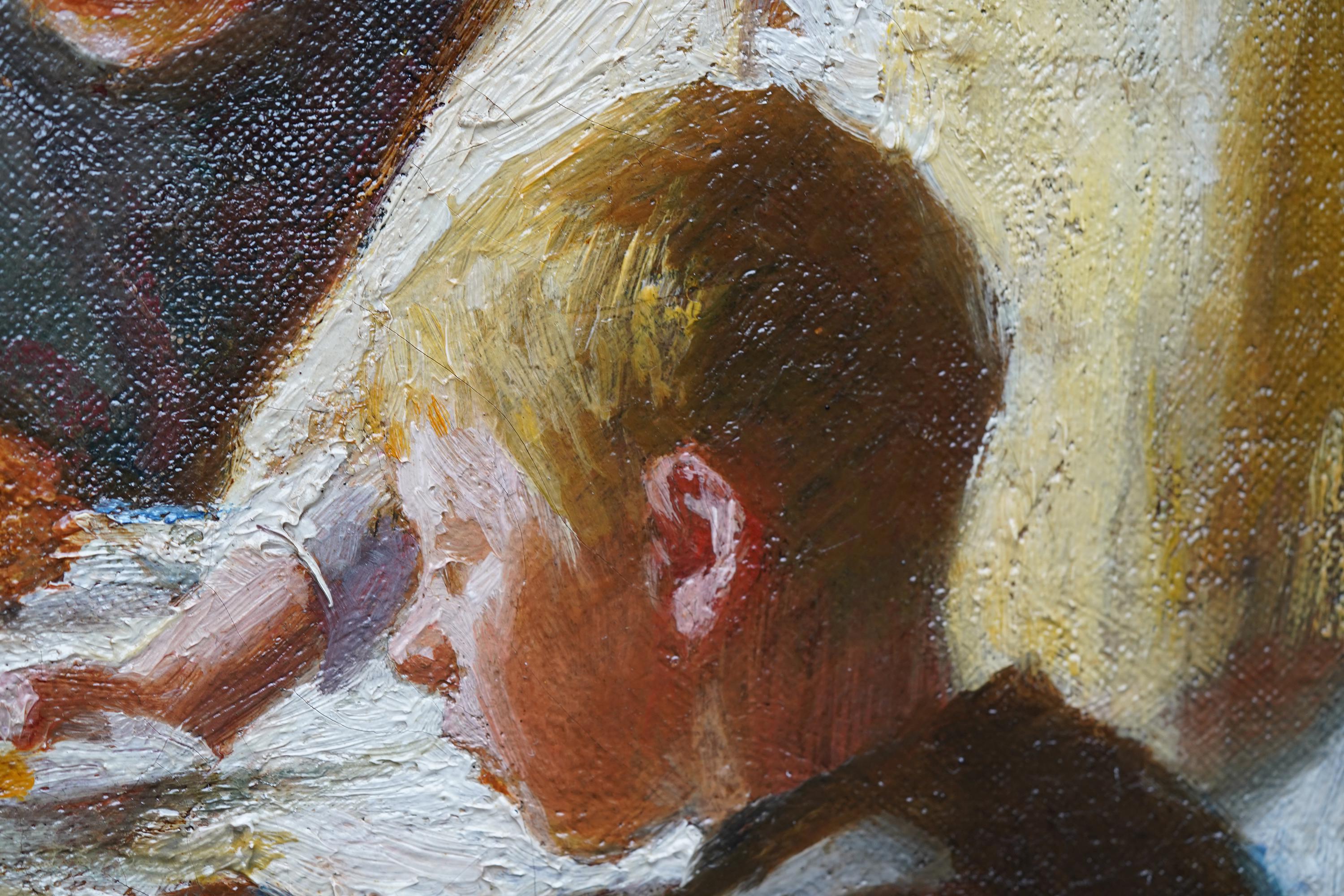 Famiglia della Cornovaglia in un interno - pittura ad olio della Scuola di Newlyn del 1912 in vendita 9