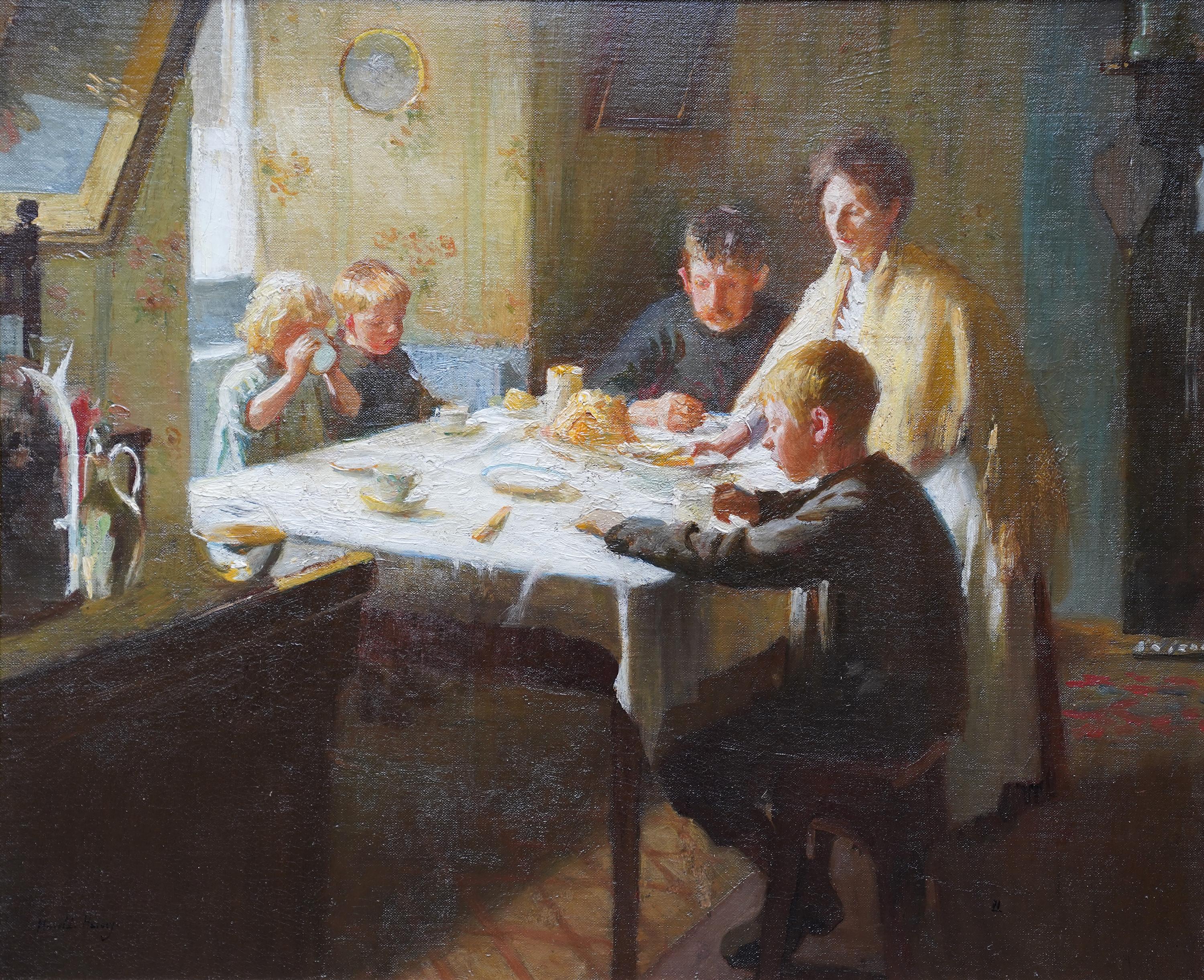 Famiglia della Cornovaglia in un interno - pittura ad olio della Scuola di Newlyn del 1912 in vendita 11