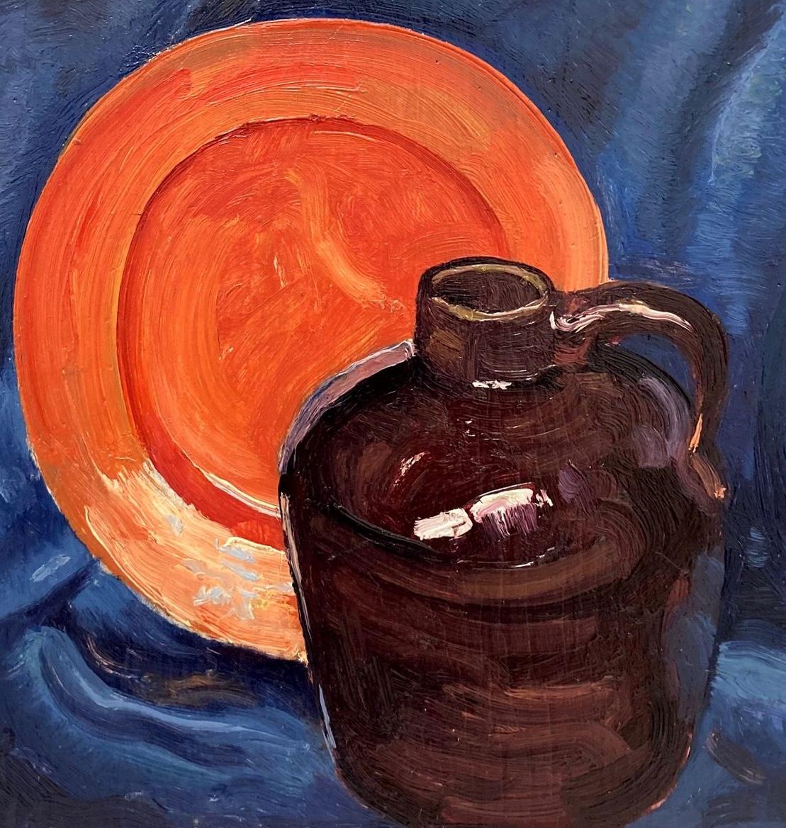 1932 Precisionist Still Life Painting of a Plate & Jug by Artist Harold Haydon For Sale 3
