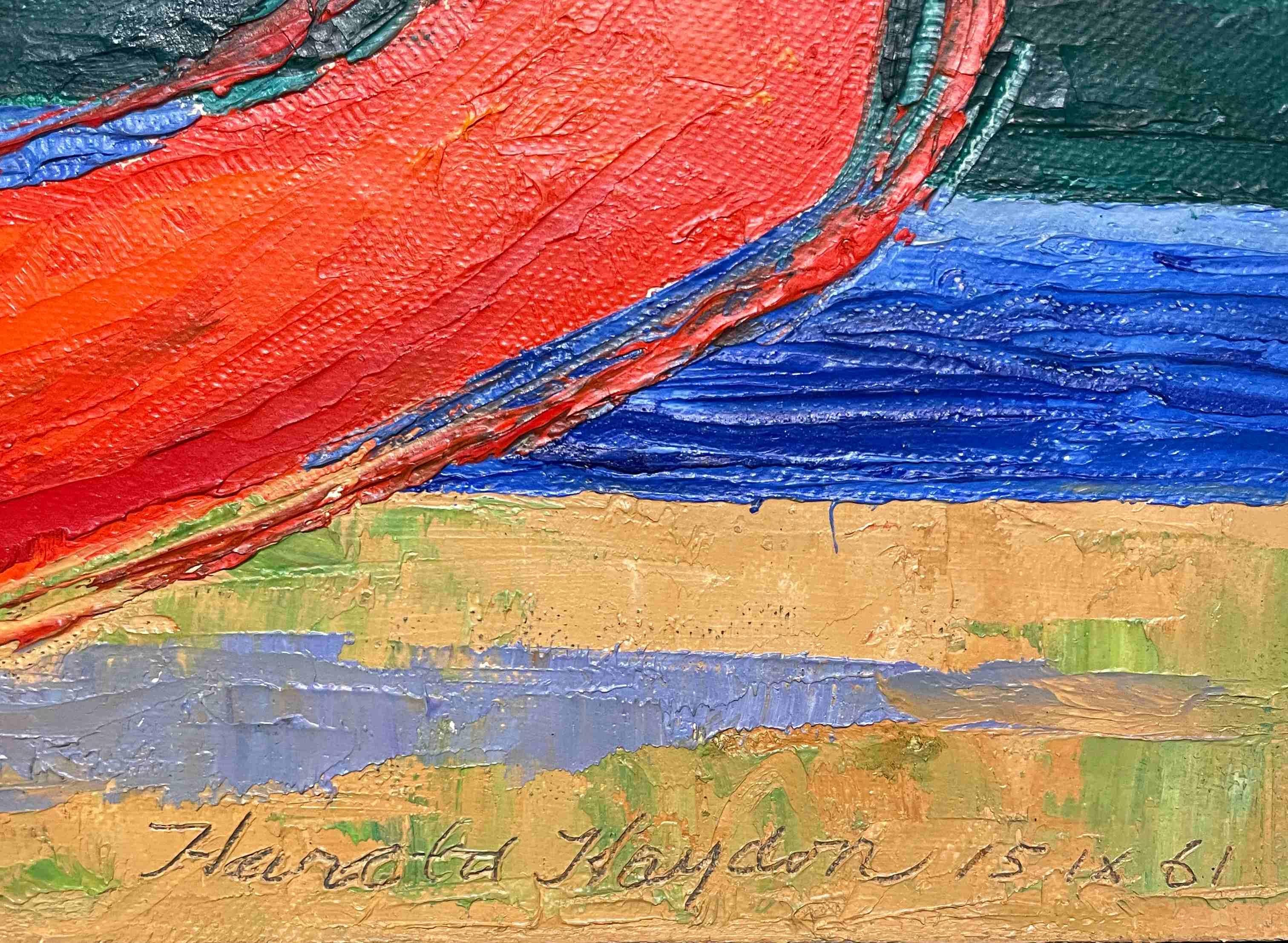A Bright & Colorful Mid-Century Modern Surrealist Abstract Painting For Sale 1