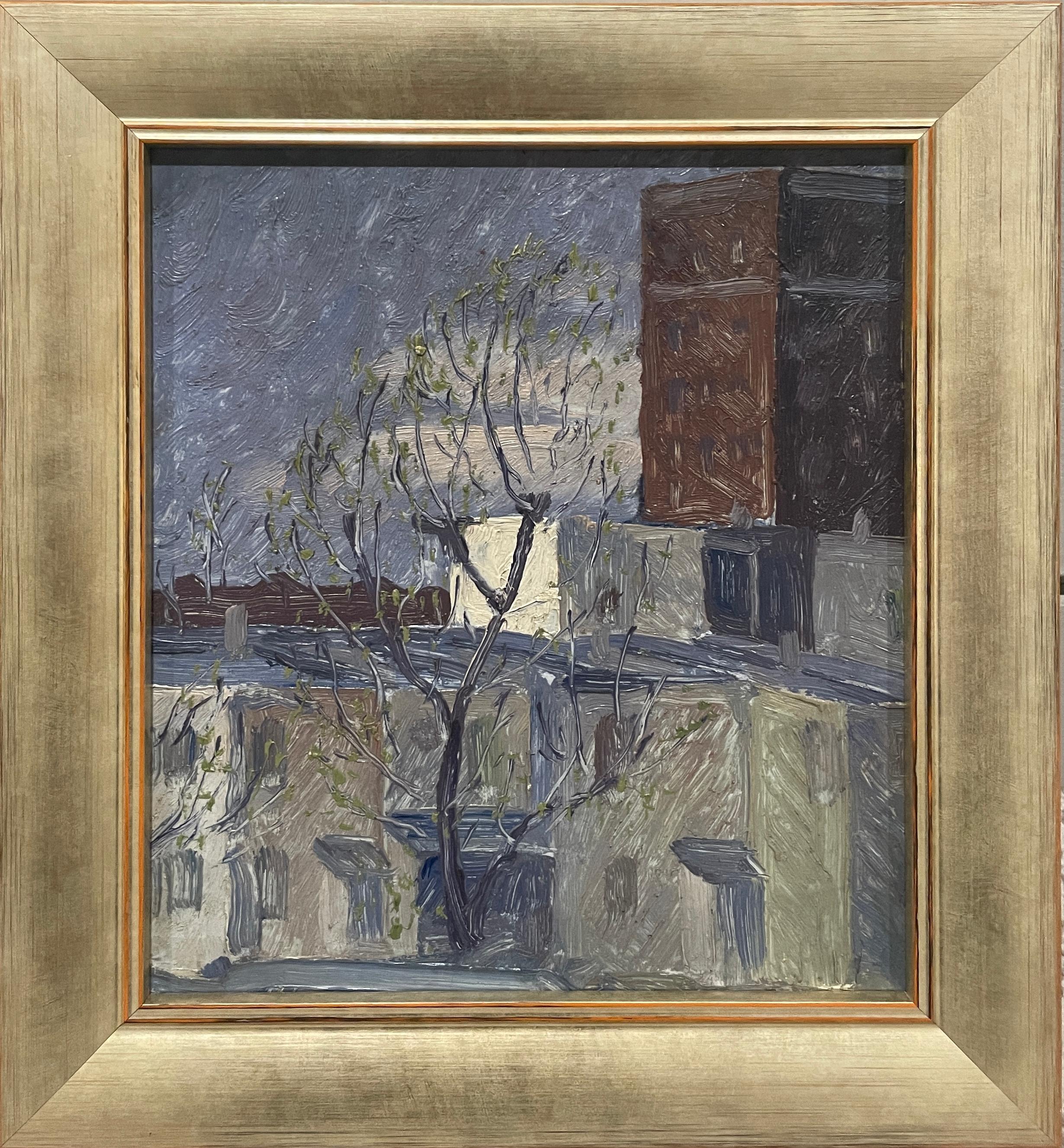A Charming 1930s Modern City Rooftop Painting, Hyde Park, Chicago