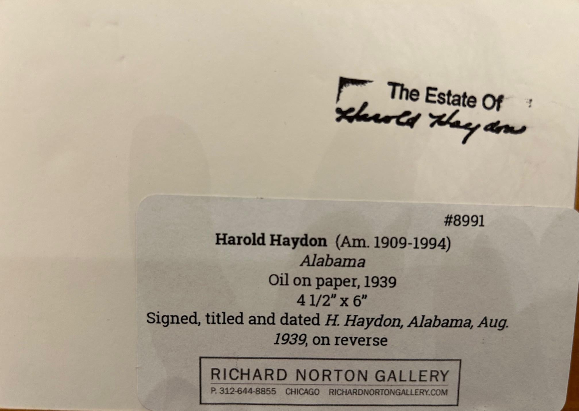 A Charming 1939 Landscape Painting Depicting Alabama by Harold Haydon For Sale 3