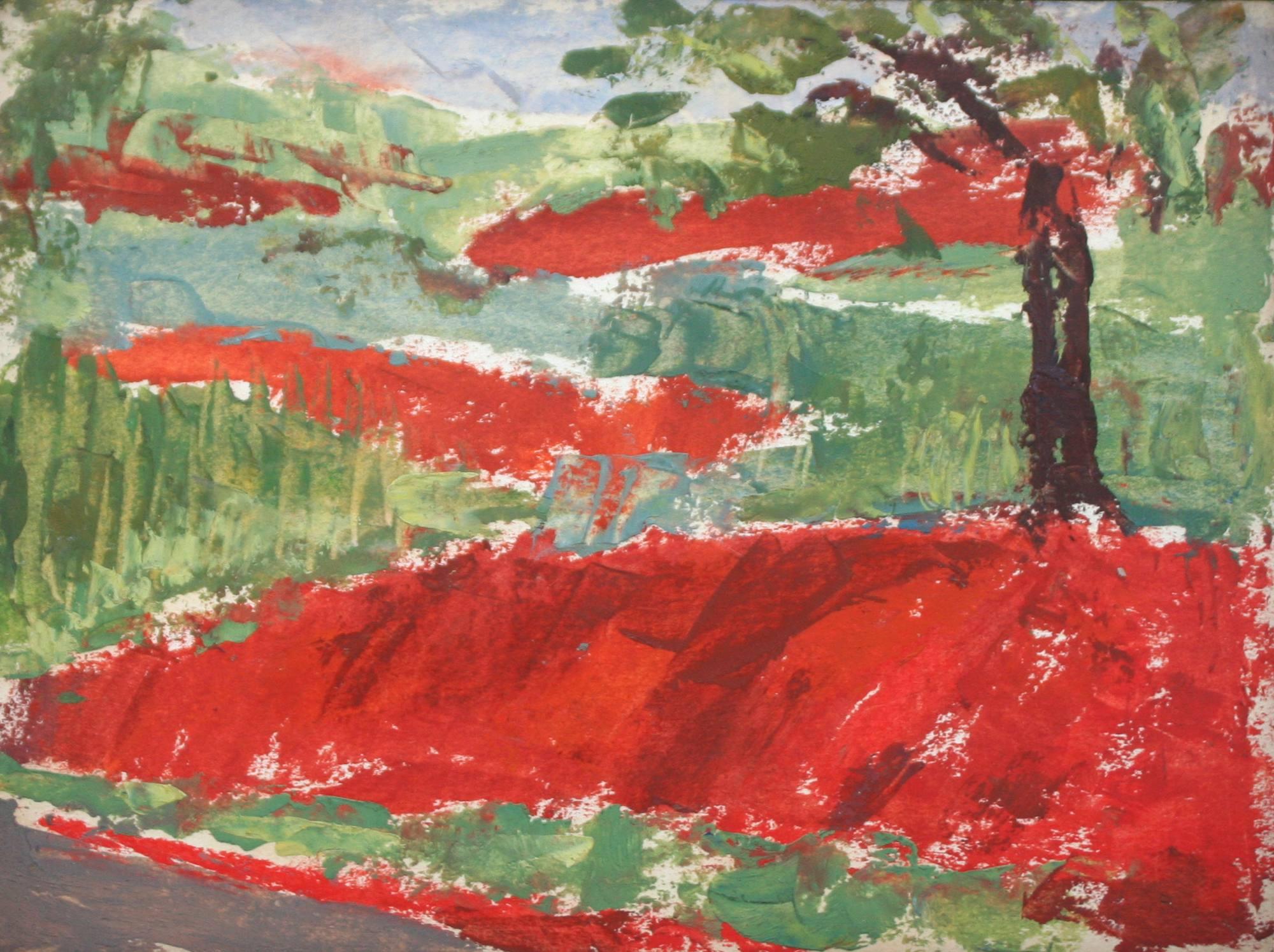 A charming & diminutive landscape, oil on paper painting, dated 1939 & titled "Alabama" by artist Harold Haydon.  The painting is framed in a rustic, wood frame.  Image size:  4 1/2" x 6".  Framed size:  10 1/2" x 12".  Provenance:  Estate of the