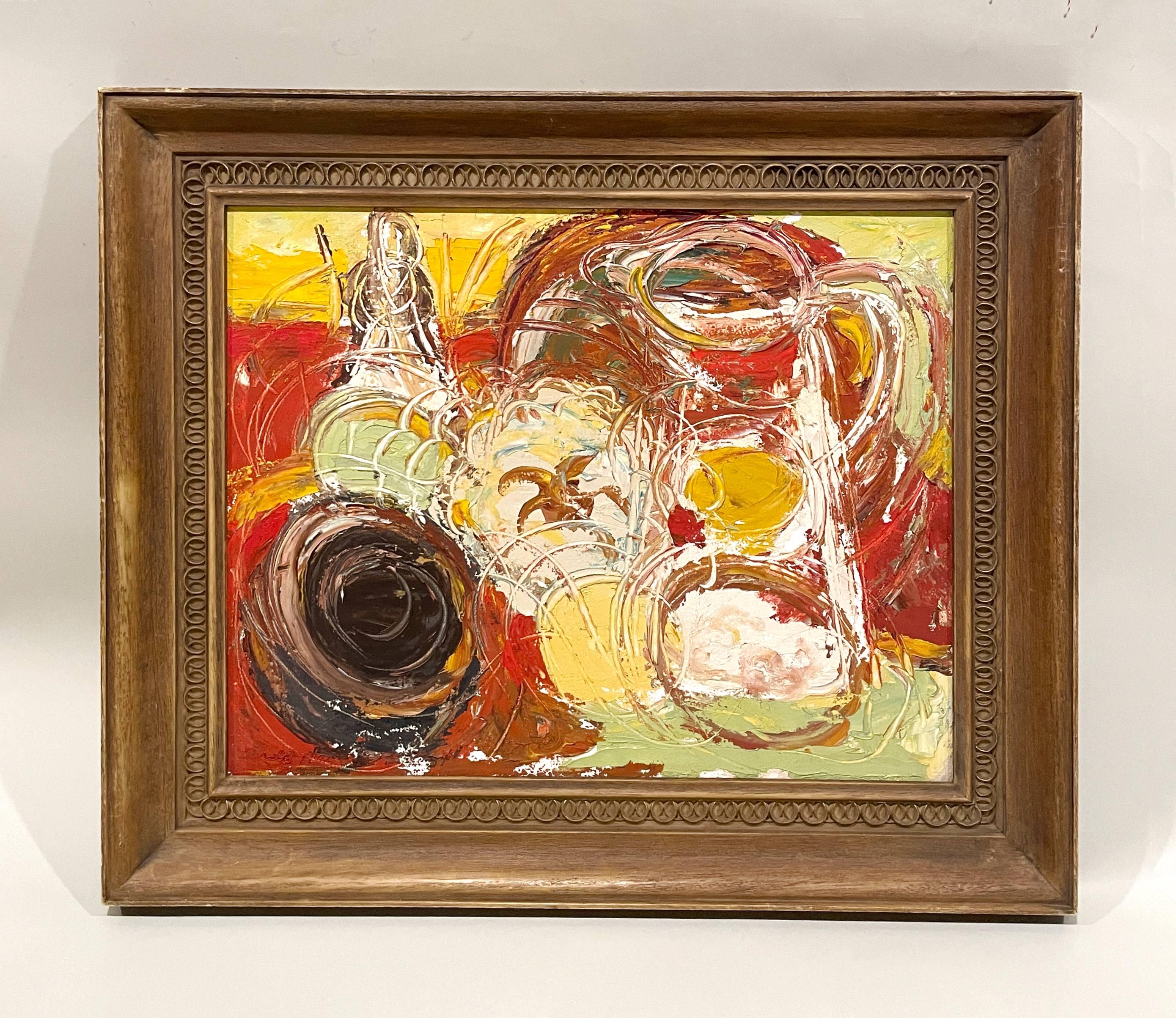 Nature morte colorée et expressionniste des années 1950, moderne du milieu du siècle dernier - Painting de Harold Haydon