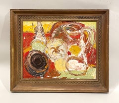 A Colorful, Expressionist 1950s Mid-Century Modern Still Life Painting