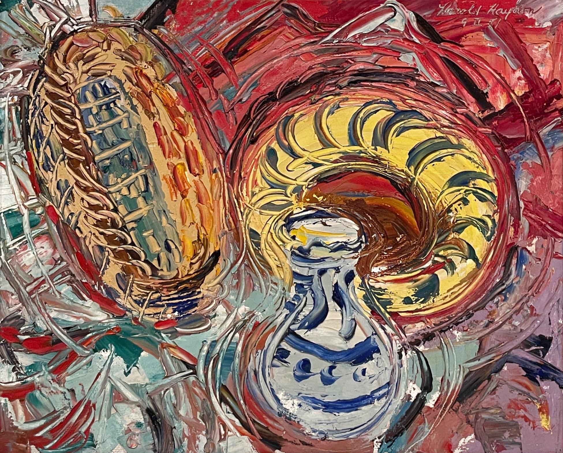 A Colorful Expressionist 1950s Mid-Century Modern Still Life Painting