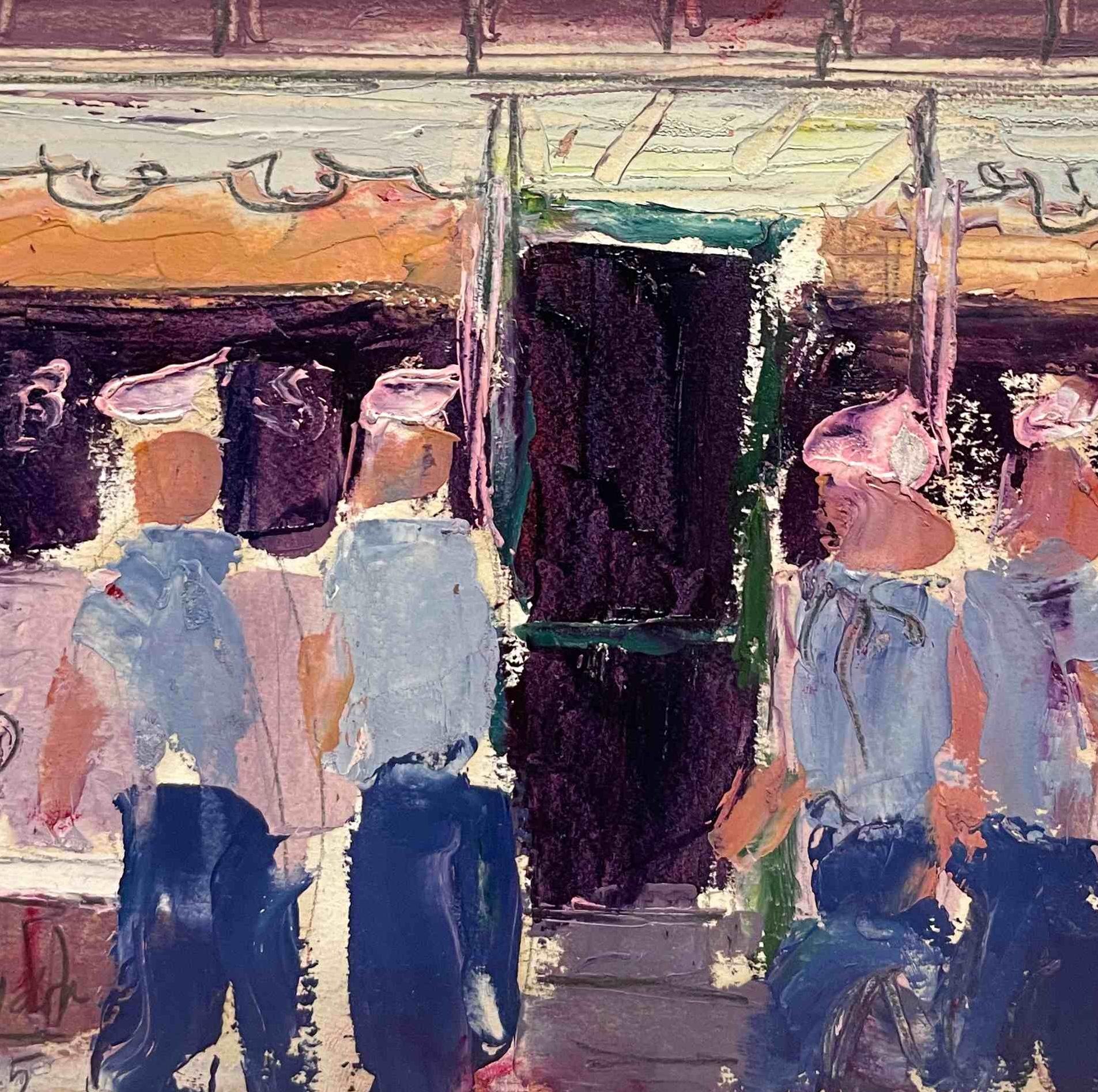 Una pintura diminuta de marineros en Hanover, NH, del artista Harold Haydon en venta 4