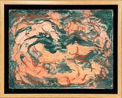 A Lively, Abstract 1950s Mid-Century Modern Sporting Themed Painting, "Swimmers"