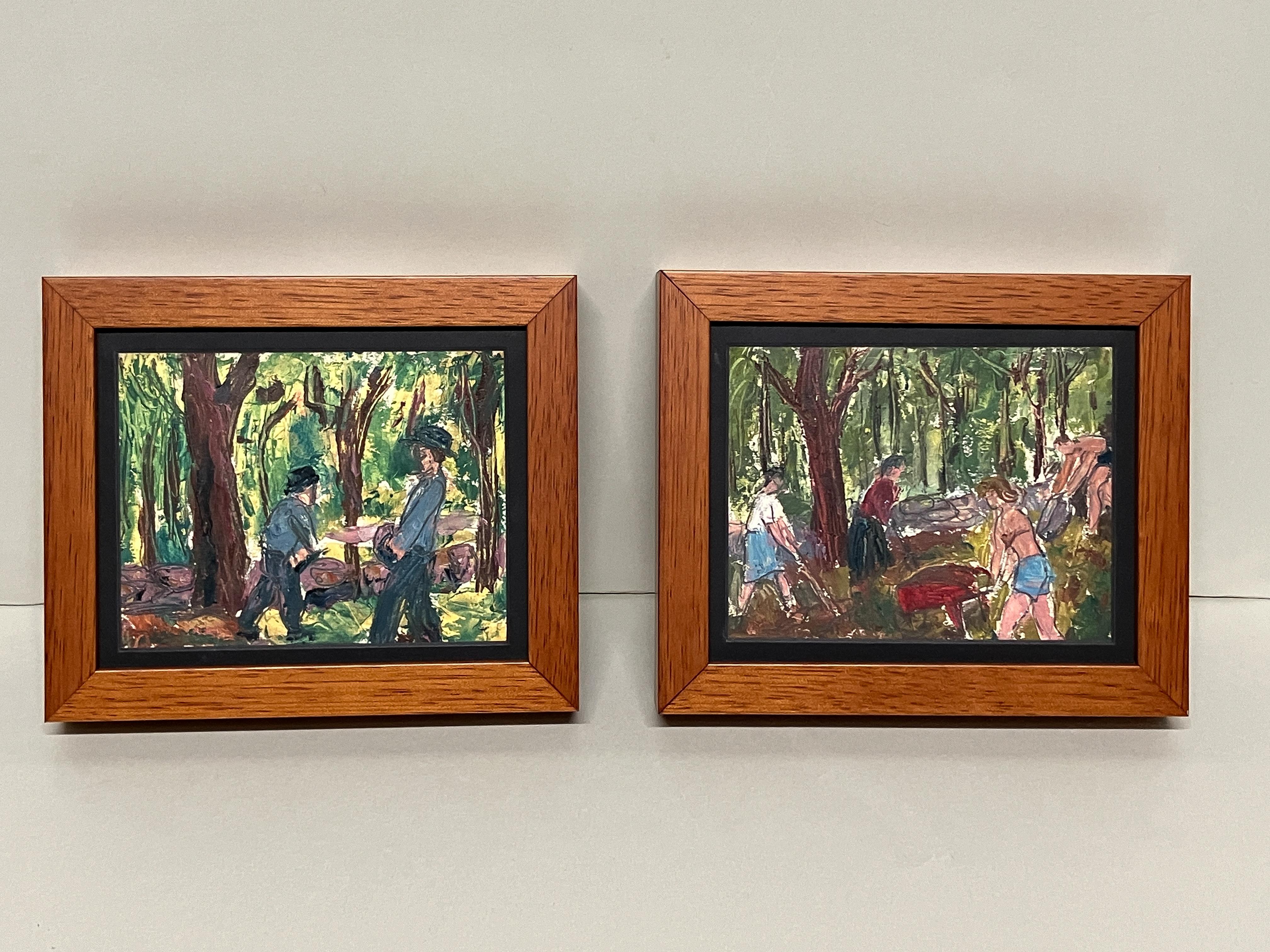 A Pair of 1940s Diminutive Paintings of Vermont by Harold Haydon
