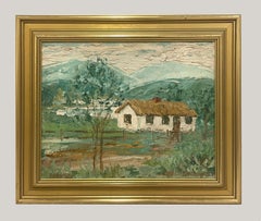 Eine malerische, moderne Vermont-Sommer-Landschaft, weißes Cottage