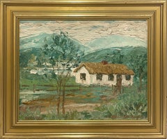 Eine malerische, moderne Vermont-Sommer-Landschaft, weißes Cottage