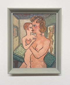 A Surrealist 1950s Mid-Century Modern Interior Scene, "Mother & Child"