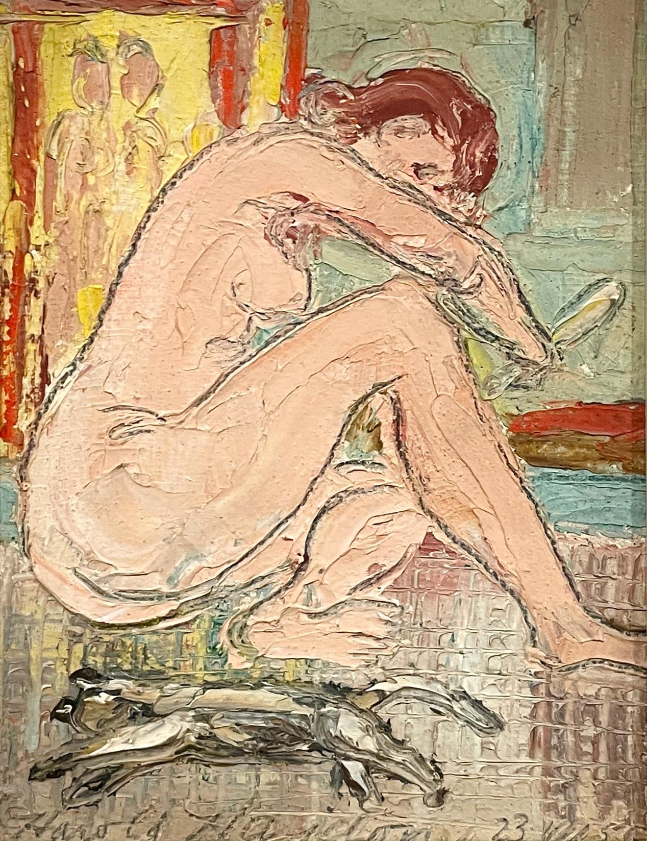 Eine auffällige surrealistische abstrakte Innenszene aus der Mitte des Jahrhunderts 