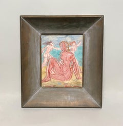 A Surrealist Abstract 1950s Mid-Century Modern Female Nude Bathers, Beach Scene