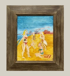 Una escena de playa surrealista, única y moderna, bañistas, Hyde Park, Chicago