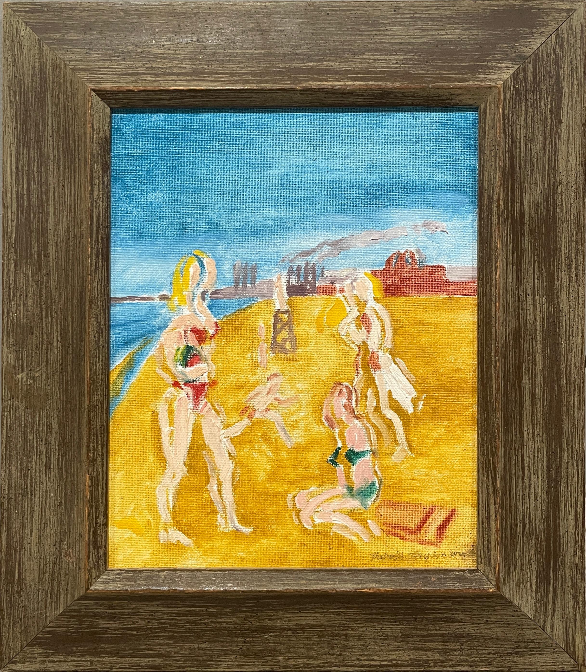 A Unique, Modern Surrealist Beach Scene, Bathers, Hyde Park, Chicago