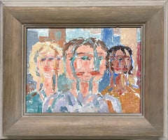 A Unique, Surrealist 1960s Mid-Century Modern Chicago City Scene with Figures