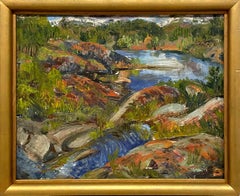 A Vibrant 1940's Summer Landscape Painting, River in Vermont by Harold Haydon