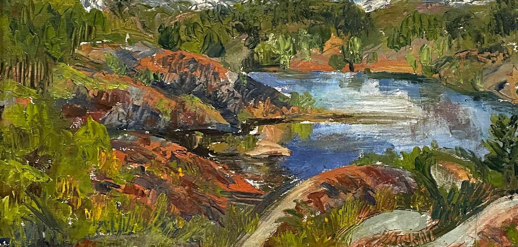 Ein lebendiges Gemälde eines Flusses in Vermont aus den 1940er Jahren von Harold Haydon im Angebot 2