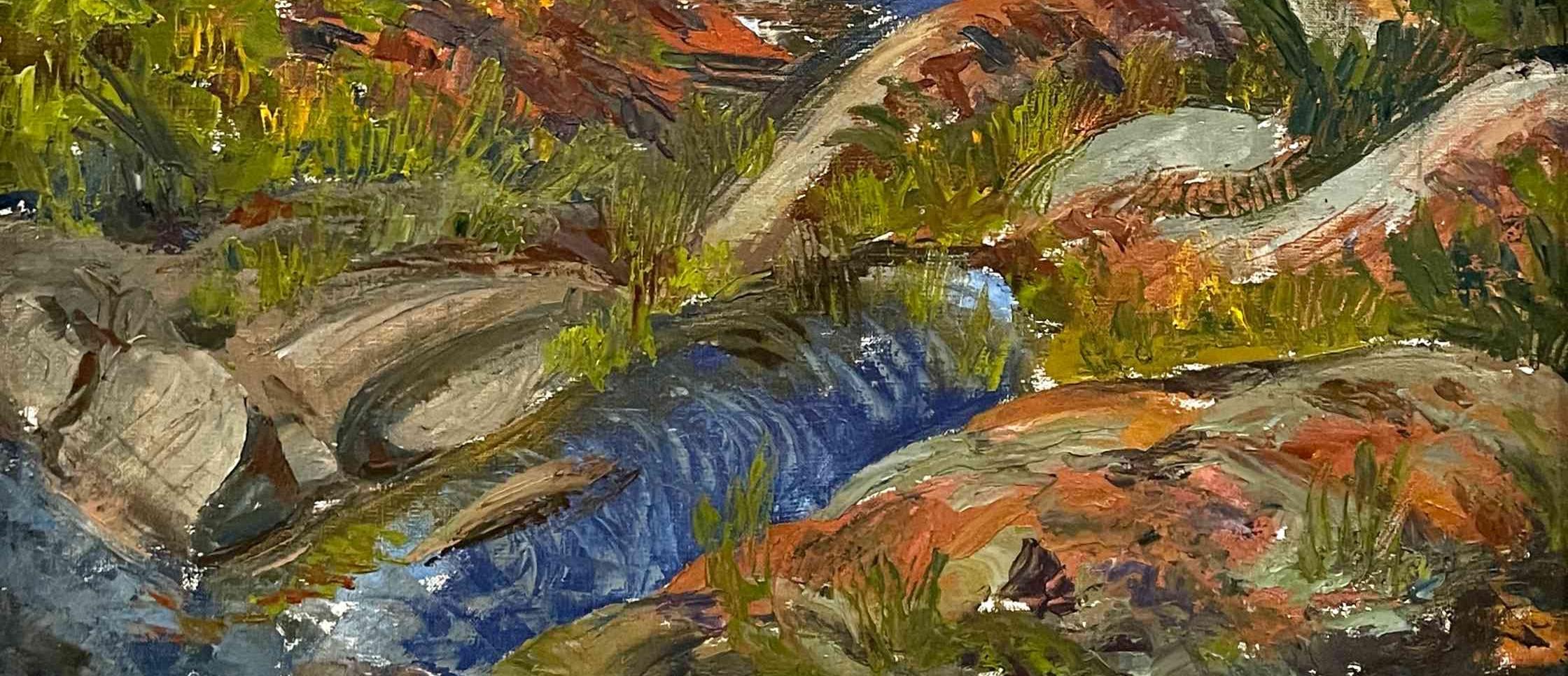 Ein lebendiges Gemälde eines Flusses in Vermont aus den 1940er Jahren von Harold Haydon im Angebot 3