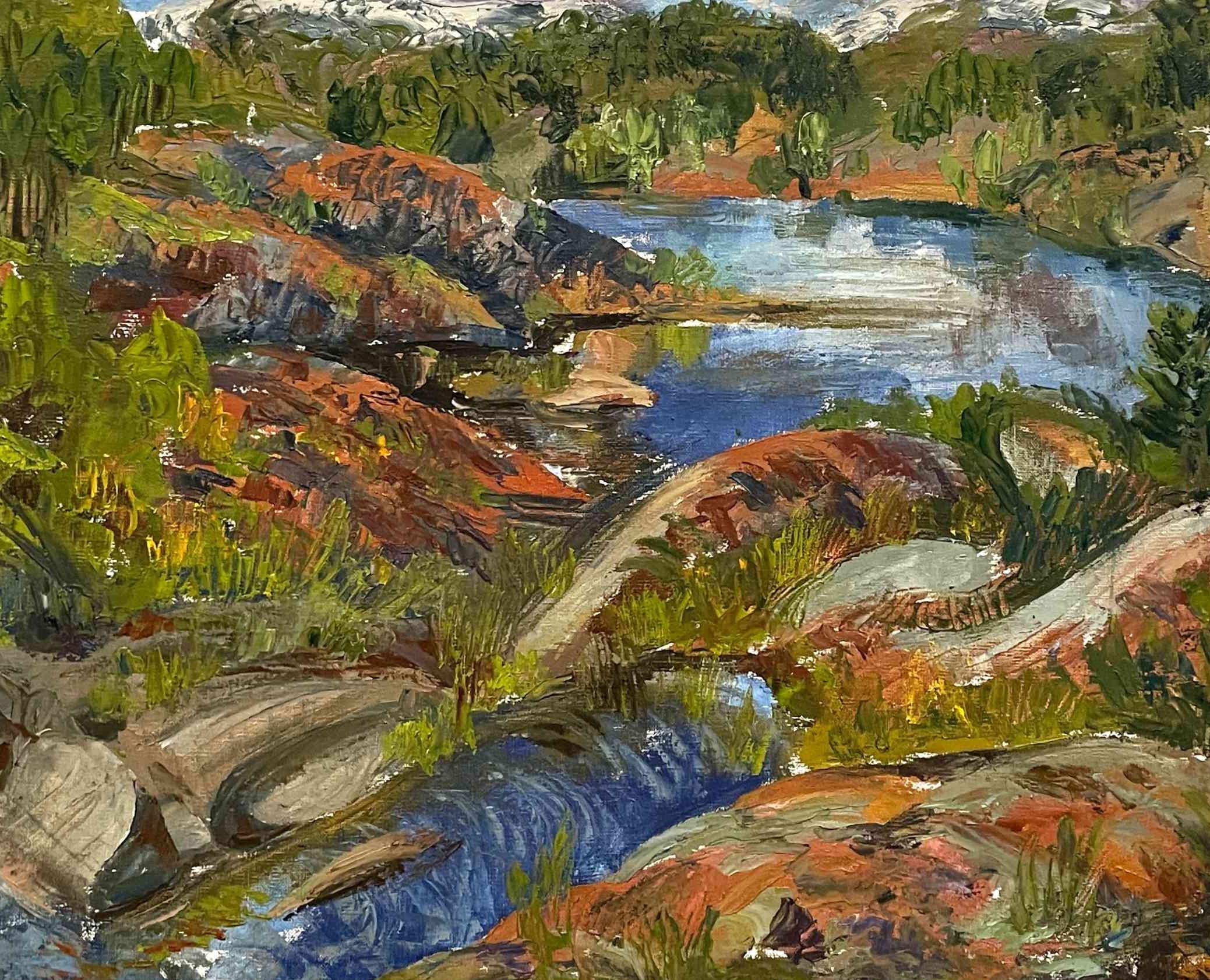 Ein lebendiges Gemälde eines Flusses in Vermont aus den 1940er Jahren von Harold Haydon im Angebot 5