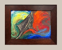 A Vibrant 1950s Mid-Century Modern Surrealist Abstract Oil Painting