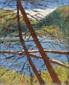 Un vivace paesaggio moderno del Vermont dipinto da Harold Haydon nella metà del secolo.