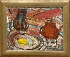 A Lively, Expressionist 1950s Mid-Century Modern Painting, "Still Life w. Lemon"